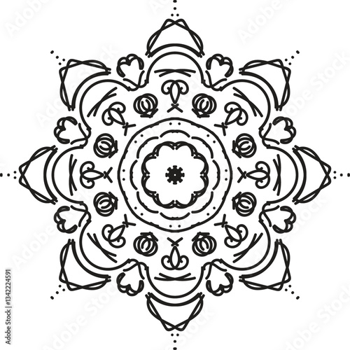 Different Mandal Design Create With Combined Color Black and White  