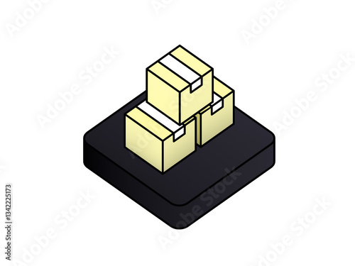 Stacked Package Boxes: Illustrated, stylized boxes, neatly stacked, representing logistics, shipping, and delivery, perfect for business and e-commerce themes.