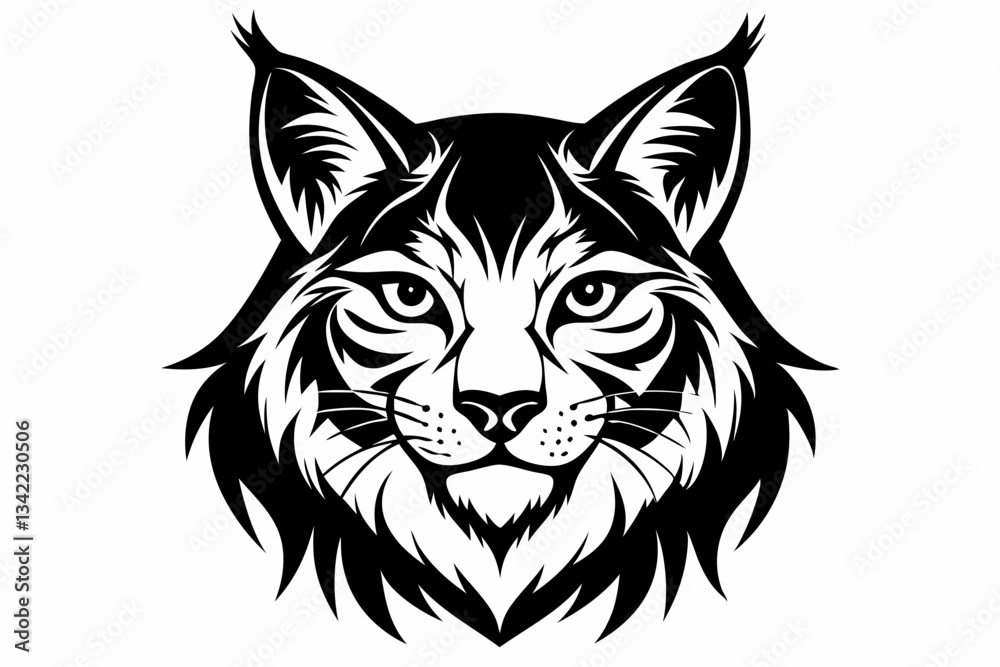 Obraz premium canadian lynx head line art silhouette vector illustration