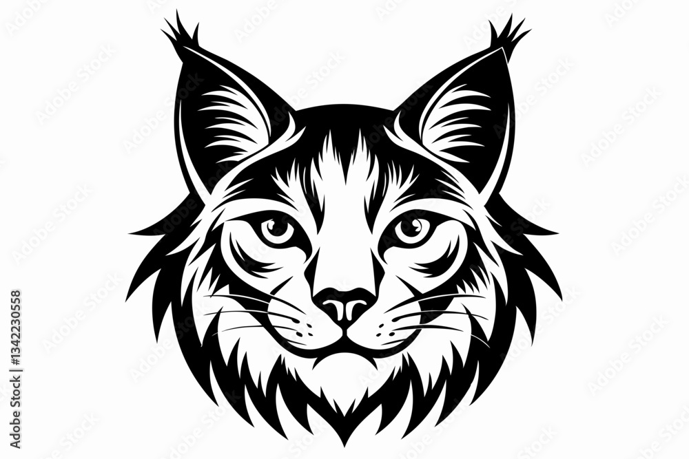 Fototapeta premium canadian lynx head line art silhouette vector illustration