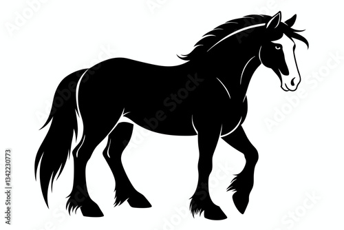 clydesdale horse line art silhouette vector illustration