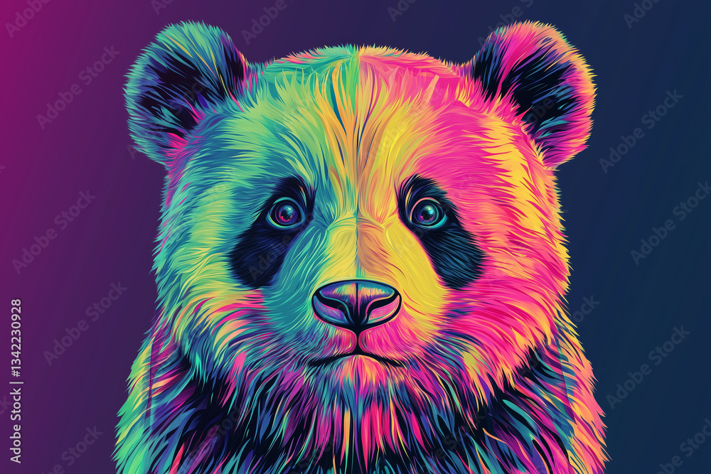 custom made wallpaper toronto digitalVibrant digital panda with a neon cyberpunk aesthetic