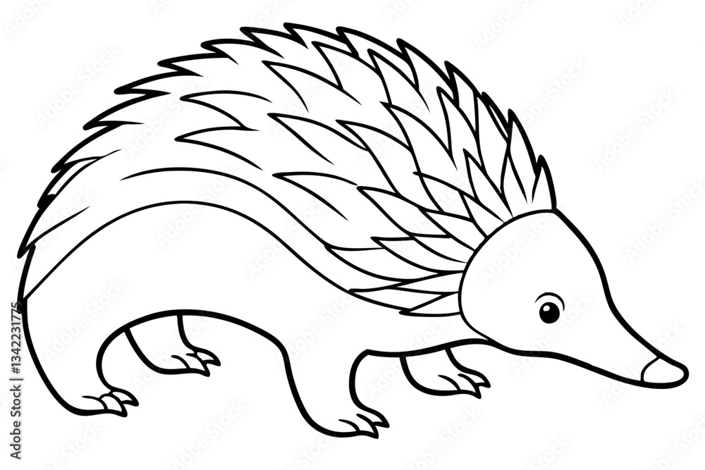 Fototapeta premium echidna line art silhouette vector illustration