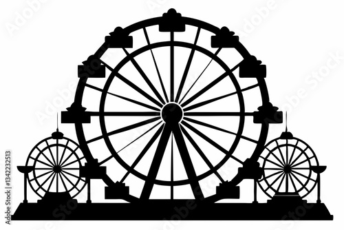 ferris wheel line art silhouette vector illustration