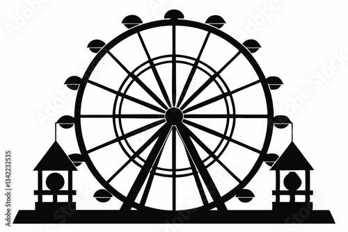 ferris wheel line art silhouette vector illustration
