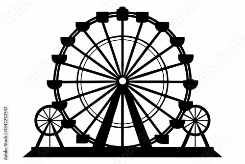ferris wheel line art silhouette vector illustration