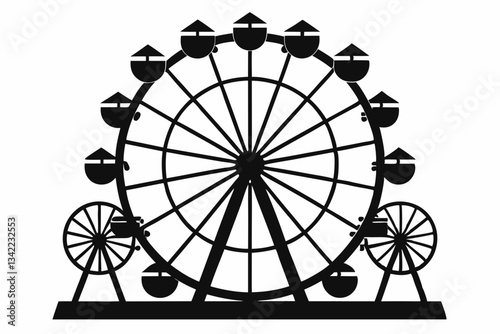 ferris wheel line art silhouette vector illustration