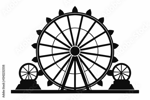 ferris wheel line art silhouette vector illustration