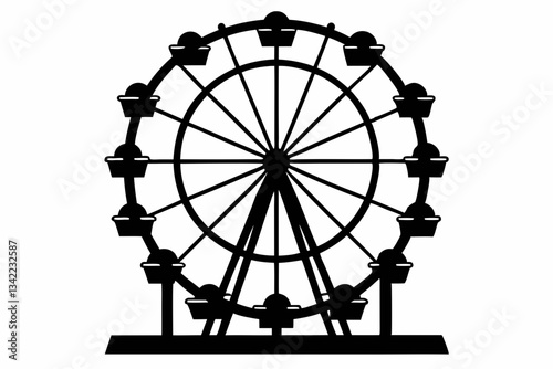 ferris wheel line art silhouette vector illustration