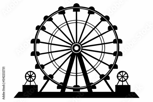 ferris wheel line art silhouette vector illustration