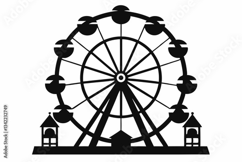 ferris wheel line art silhouette vector illustration