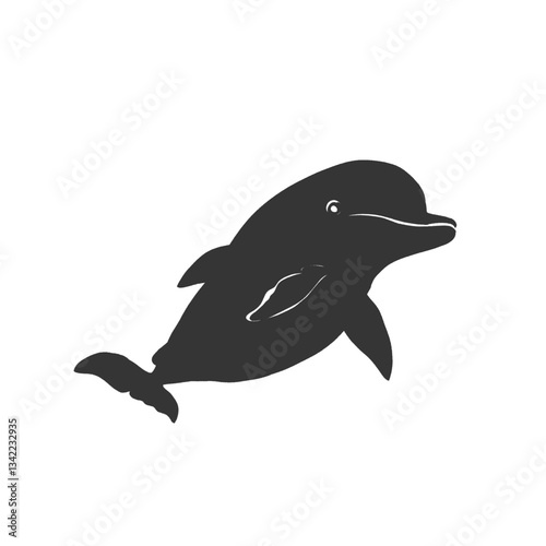 silhouette icon of a bottlenose dolphin without background
