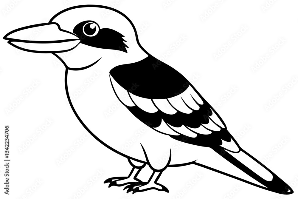 Obraz premium kookaburra line art silhouette vector illustration