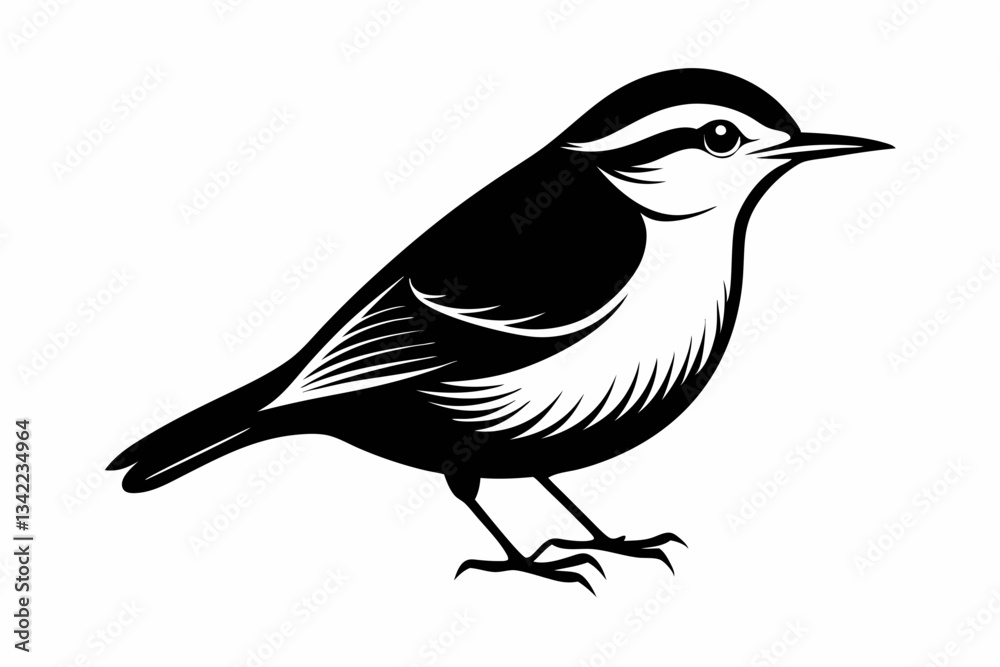 Fototapeta premium nuthatch bird line art silhouette vector illustration