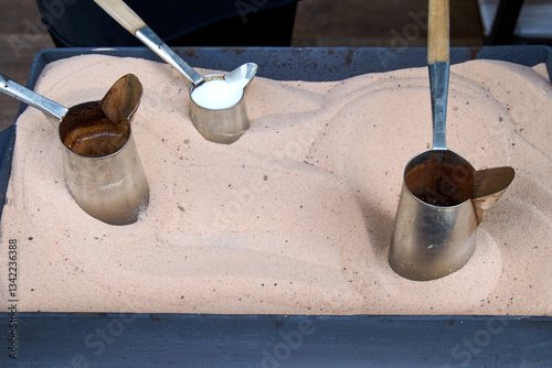 brew coffee on hot sand