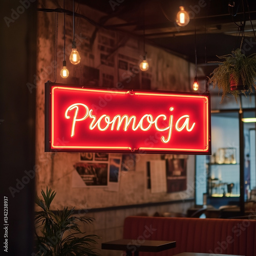 Obraz na płótnie Czerwony neon z napisem po polsku