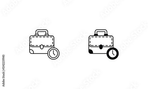 Working Hours vector icons set stock illustration