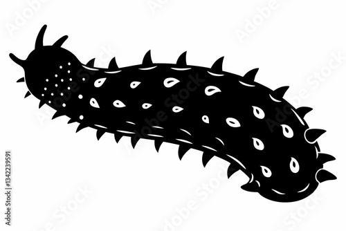 sea cucumber line art silhouette vector illustration