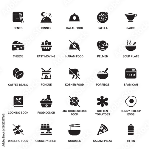 Food Category Outline Pictogram Icons Set
