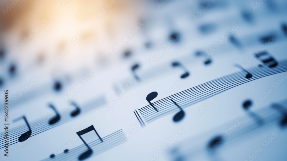 Close-up of musical sheet music; notes and bars Close-up of musical sheet music; notes and bars