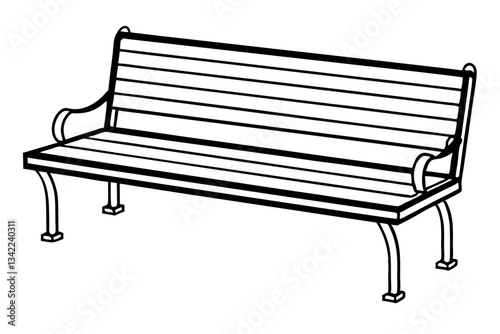 sitting bench line art silhouette vector illustration