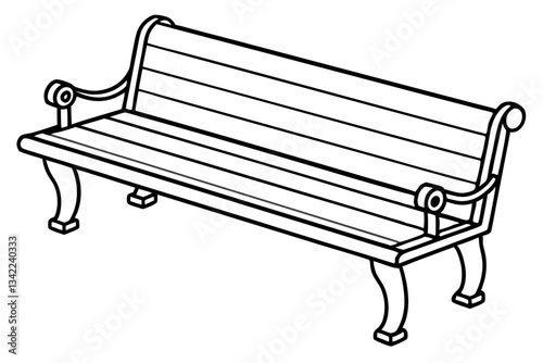 sitting bench line art silhouette vector illustration