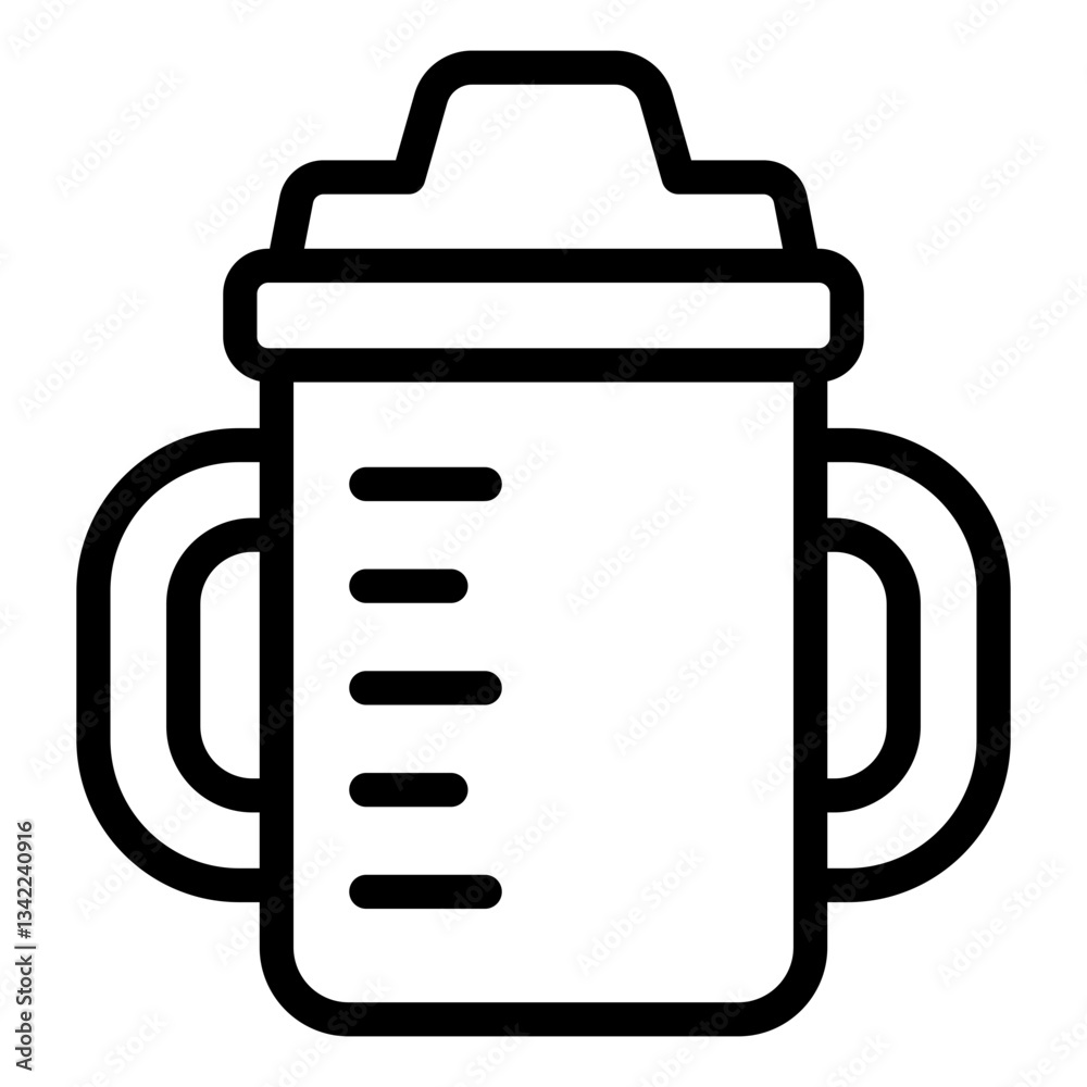 Sippy cup outline icon representing a training cup for toddlers Sippy cup outline icon representing a training cup for toddlers