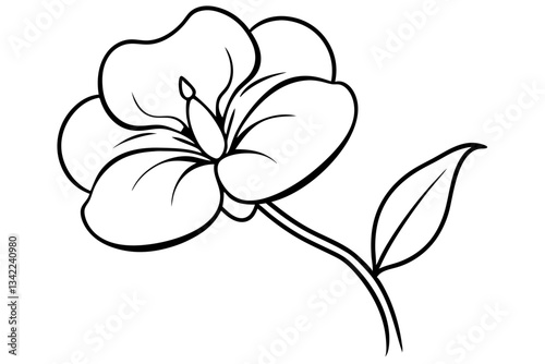 sweet pea flower line art silhouette vector illustration