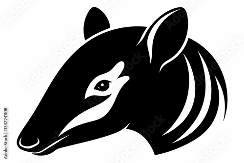 tapir head line art silhouette vector illustration