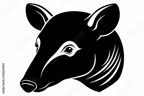 tapir head line art silhouette vector illustration