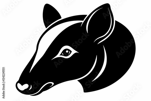 tapir head line art silhouette vector illustration