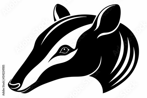 tapir head line art silhouette vector illustration