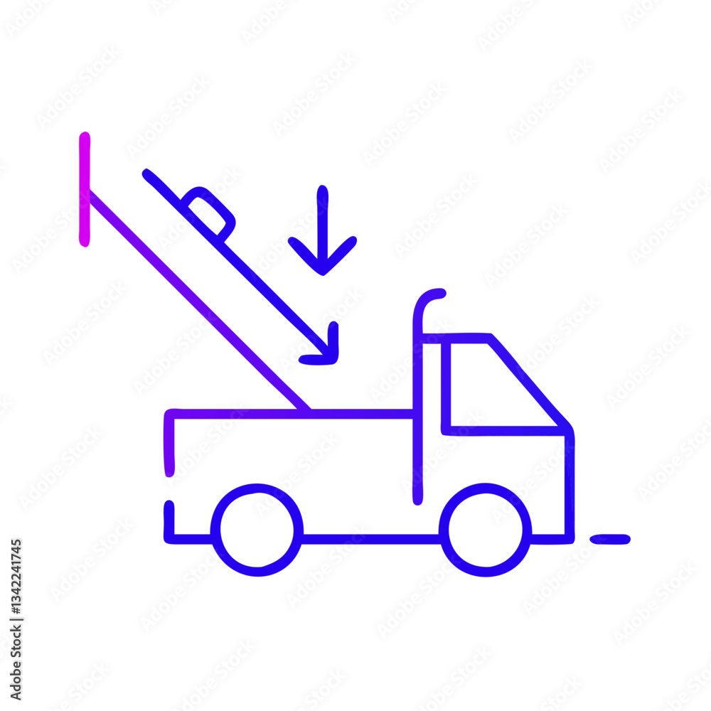 Aircraft de-icing truck vector icon in gradient outline Aircraft de-icing truck vector icon in gradient outline