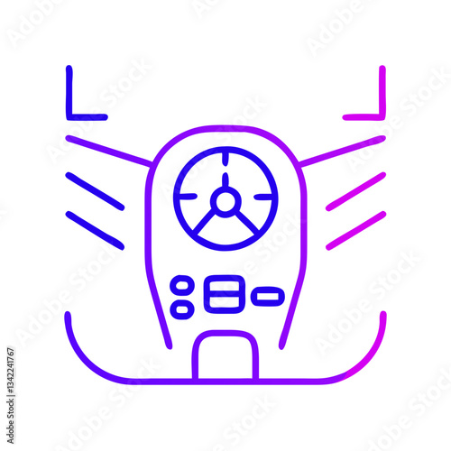 Aircraft cockpit vector icon in gradient outline style