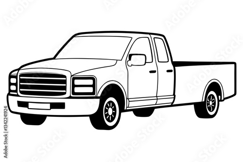 truck line art silhouette vector illustration