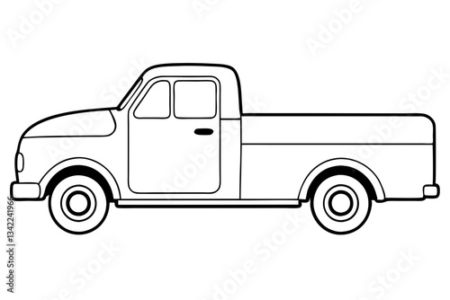 truck line art silhouette vector illustration
