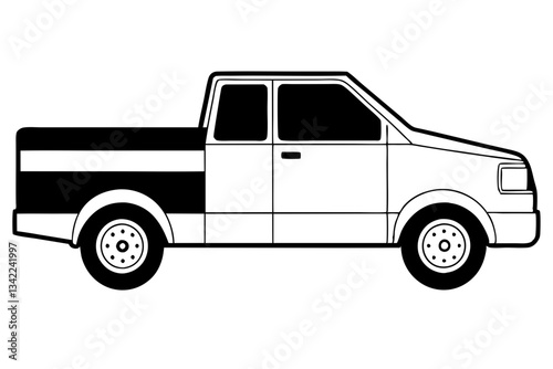 truck line art silhouette vector illustration