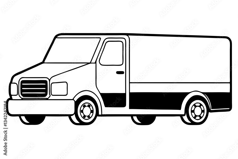 truck line art silhouette vector illustration truck line art silhouette vector illustration