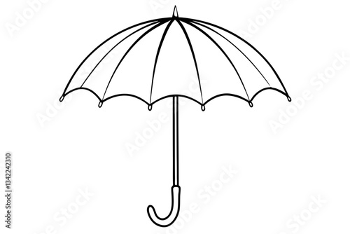 umbrella line art silhouette vector illustration