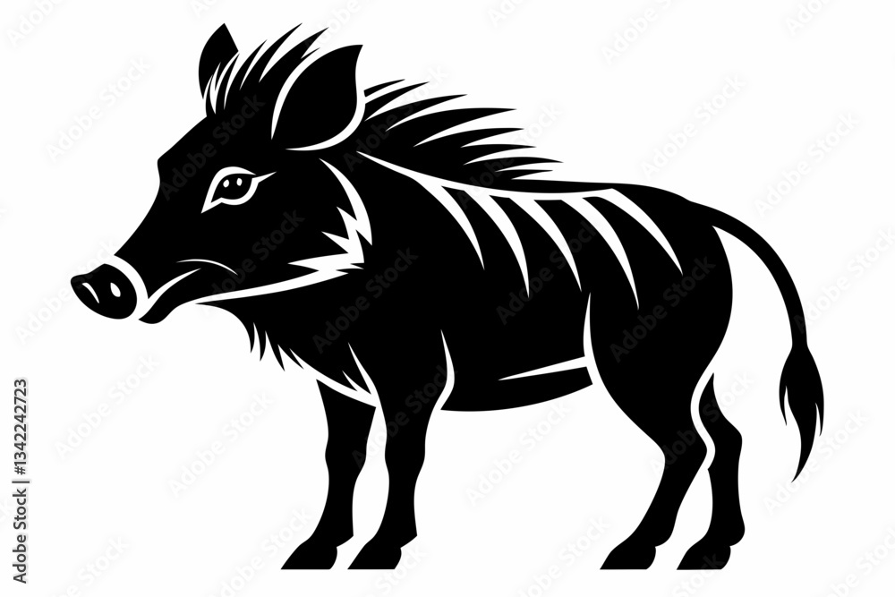 Fototapeta premium warthog line art silhouette vector illustration