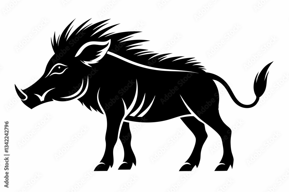 Fototapeta premium warthog line art silhouette vector illustration