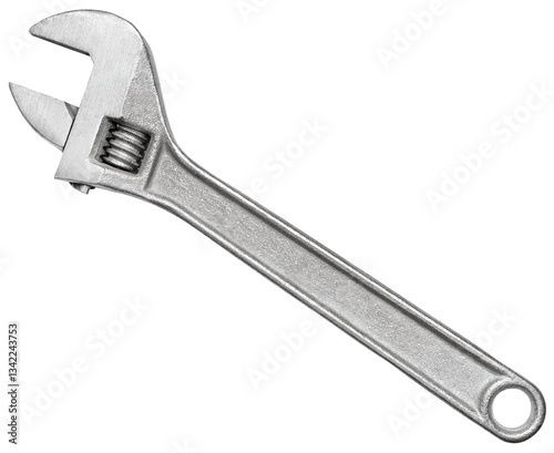 Steel monkey wrench isolated on a transparent background. PNG.