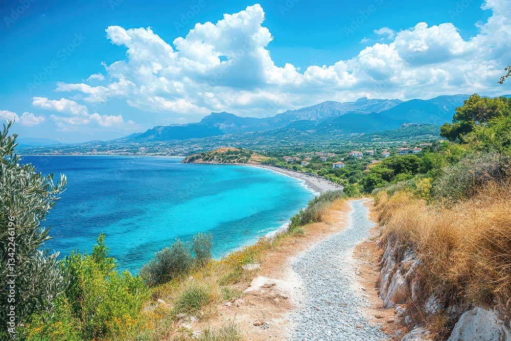 Obraz premium Coastal view with a winding path