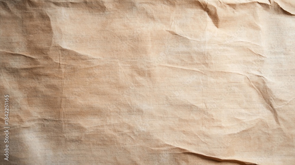 Crinkled, light brown fabric texture. Subtle folds and creases Crinkled, light brown fabric texture. Subtle folds and creases