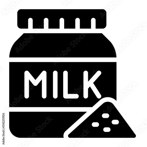 Milk formula jar glyph icon representing baby nutrition and feeding