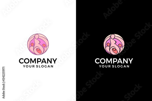 pregnant woman and child abstract logo
