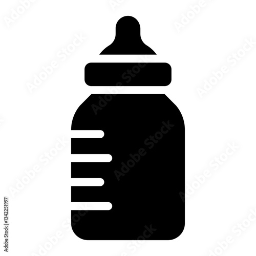Baby bottle glyph icon symbolizing infant feeding and nutrition