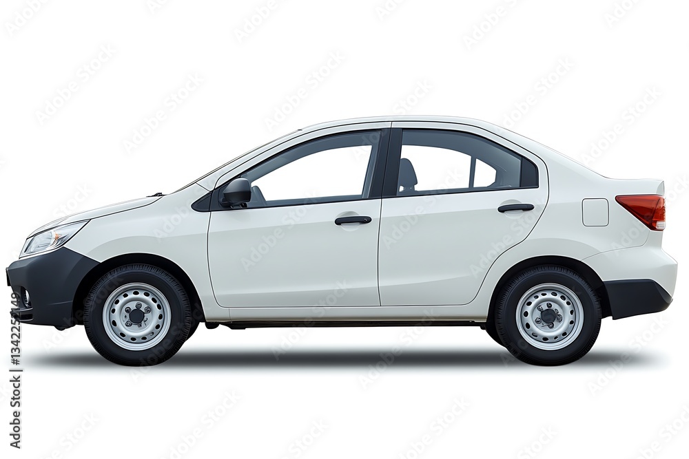 White Sedan Studio Shot for Side View. White Sedan Studio Shot for Side View.