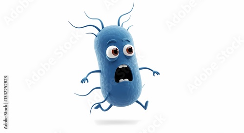 Scared Cartoon Bacteria Running