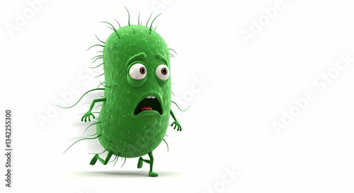 Scared Cartoon Germ Running Away